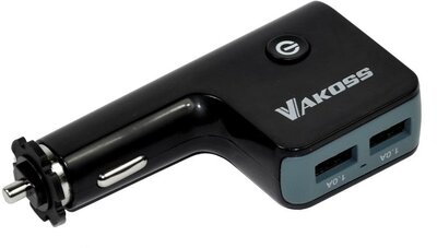 VAKOSS Autós USB-töltő 4xUSB Fekete