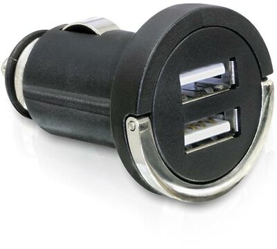 Delock autós töltő/feszültség átalakító szivargyújtóhoz, 12V/24V->2x USB, fekete