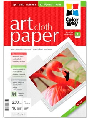 ColorWay Photo paper Inkjet paper ART glossy cloth 230g/m A4 10 sheet