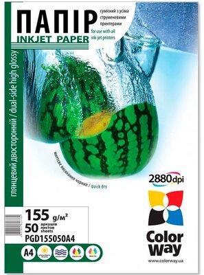 ColorWay Photo paper Inkjet paper High Glossy doulbe-sided 155g/m A4 50 sheet