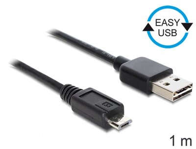Delock EASY-USB 2.0 -A apa > USB 2.0 micro-B apa kábel, 1 m