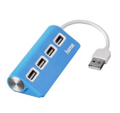 Hama USB 2.0 HUB, 1:4 BUSPOW. kék