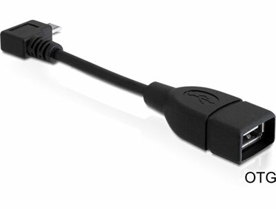 Delock Cable USB micro-B male angled > USB 2.0-A female OTG 11 cm