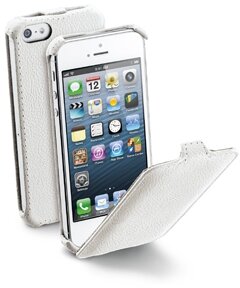 Cellularline Tok, mobiltelefonhoz, eco-bőr, nyitható, iPhone 5, fehér