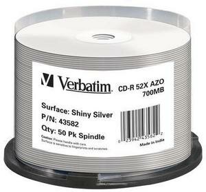 Verbatim 43582 Shiny Silver DataLife+ AZO CD-R lemez Hengerdobozban 50db