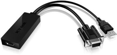 RaidSonic Icy Box IB-AC512 HDMI F - D-Sub(15) M + USB M Adapterkábel 0.2m - Fekete