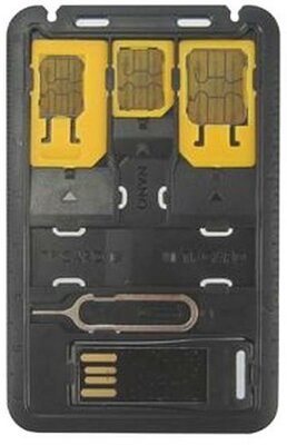 Techly adapter szett: SIM kártya, nano-SIM, Micro-SIM + MicroSD olvasó + kulcs