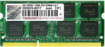 Transcend 4GB-1066 SoDIMM DDR3 Apple Notebook memória