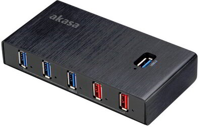 Akasa Elite 7EX USB 3.0 HUB (5+2 port) Fekete