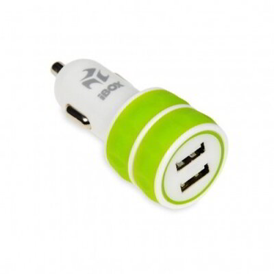 iBox QC-2 Autós töltő 2.1A (2x USB 3.0) Fehér/Zöld