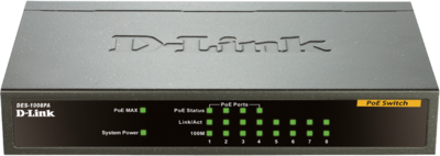 D-Link DES-1008PA Unmanaged 10/100 PoE Switch