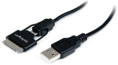 Startech USB2UBADC1M Apple Dock / Micro USB - USB adat/töltőkábel 0.65m - Fekete