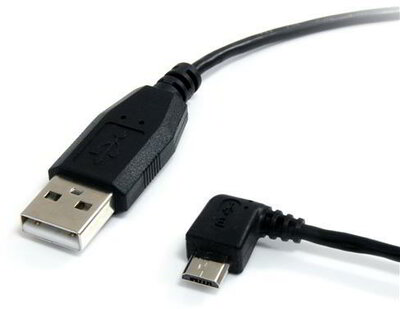 Startech UUSBHAUB1LA Micro USB A - Micro B "L" adat/töltőkábel 0.3m - Fekete