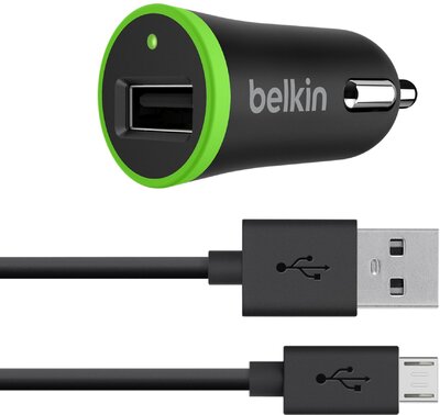 Belkin Univerzális Autós töltő + microUSB ChargeSync Kábel - Fekete