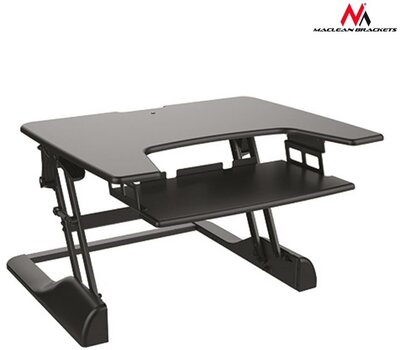 Maclean MC-729 Állítható magasságú hordozható álló/ülő laptop tartó - Fekete