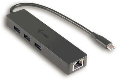 I-TEC C31GL3SLIM USB-C apa - RJ45 + 3x USB A anya adapter - Fekete