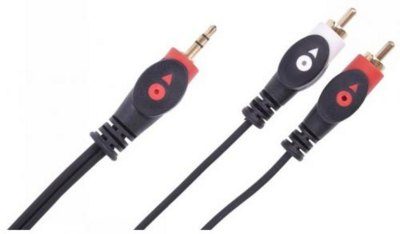 Libox LB0024 3.5mm Jack - 2x RCA (apa - apa) kábel 5m - Fekete