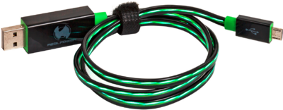 Ultron RealPower LED USB - Micro USB Sync and Charge kábel 0.74 m - Zöld/Fekete