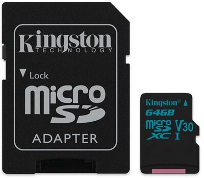 KINGSTON Memóriakártya MicroSDXC 64GB U3 UHS-I V30 Canvas Go (90/45) + Adapter