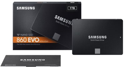 Samsung SSD 1TB 860 Evo SATA 6Gbps 2.5" V-NAND 3bit MLC 550/520 MB/s Max. 98K IOPS / 90K IOPS 600TBW
