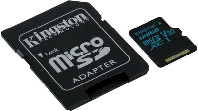 Kingston 128GB SD micro Canvas Go (SDXC Class 10 UHS-I U3) (SDCG2/128GB) memória kártya adapterrel