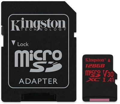 KINGSTON Memóriakártya MicroSDXC 128GB U3 UHS-I V30 A1 Canvas React (100/80) + Adapter