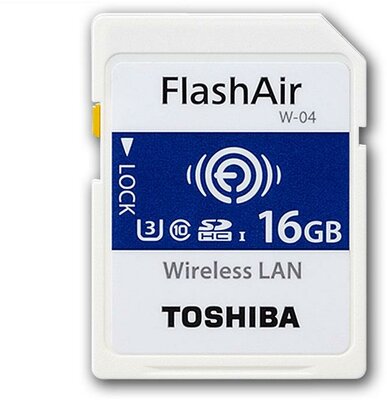 Toshiba SDHC 16GB FlashAir Wireless Wifi Card, (Read/Write 90/70Mb/s)
