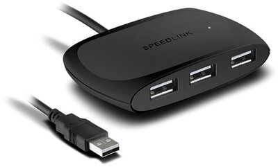Speedlink SL-140011-BK SNAPPY USB Hub, 4-Port, USB 2.0, Passzív, fekete