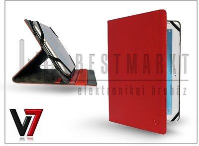 Apple iPad2/iPad3/iPad4 + univerzális tablet tok 9,7-10.1" méretű készülékig - V7 Universal Folio Stand - red