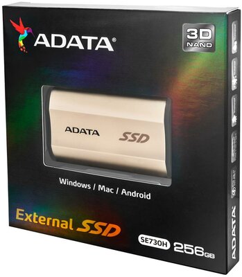 ADATA SSD - Külső USB Type-C csatlakozóval - 256GB (SE730H) - Arany színben