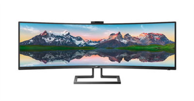 Philips 499P9H/00 ívelt monitor - 48.8" (5120x1440), 32:9, 450 cd/m2, 5ms, HDMIx2,DisplayPort,USB,USB-C,LAN, HDR