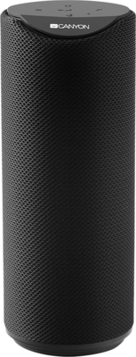 CANYON Bluetooth Speaker, BT V5.0, Jieli AC6925B, Built in microphone, TF card support, 3.5mm AUX, micro-USB port, 1200mAh polymer battery, Black, cable length 0.5m, 65*65*165mm, 0.326kg