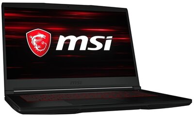 MSI GF63 8SC Thin Gaming Laptop - 15.6" FullHD, Core i7-8750H, 8GB, 256GB SSD + 1TB HDD, nVidia GeForce GTX 1650 4GB, DOS - Fekete Gamer Laptop