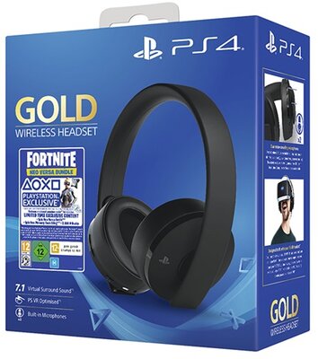 SONY PS4 Kiegészítő Headset Gold vezeték nélküli, fekete + Fortnite voucher
