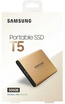 Samsung External (Külső) SSD T5 Portable, 500 GB, 540/540Mb/s, USB 3.1 Gen.2, Arany színben