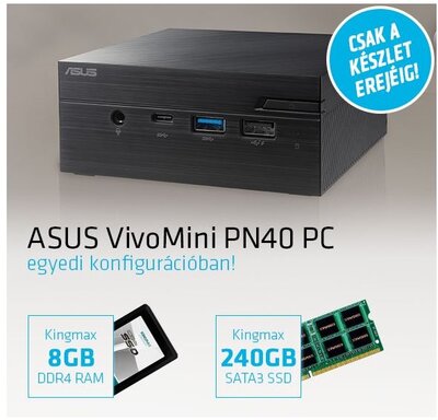 ASUS VivoMini PC PN40 - Intel Celeron N4000, 8GB, 240GB SSD, HDMI, WiFi - Mini Számítógép konfiguráció