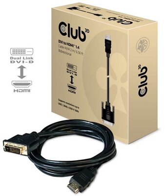 Club3D DVI to HDMI 1.4 kábel M/M - 2m Bidirectional