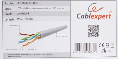 Gembird UTP CAT5e kültéri kábel 305m Szürke