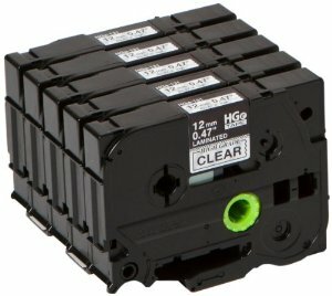 Brother Festékszalag HGE131V5 P-Touch, 12 mm átlátszó alapon fekete High grade tape, 5db-os csomag