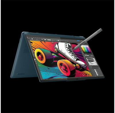 Lenovo Yoga Book 9 83KJ0018HV - 13,3" 2.8K OLED Touch + 13,3" 2.8K OLED Touch, Core Ultra 7-255H, 32GB, 1TB SSD, Microsoft Windows 11 Home - Zöldes kék dagály Átalakítható Laptop 3 év garanciával