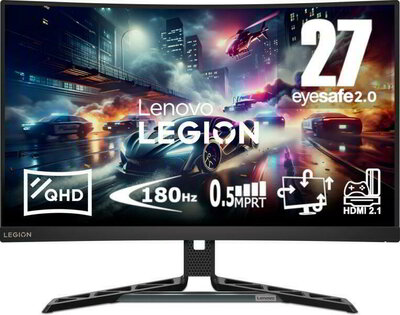 Lenovo Legion R27qc-30 Monitor (67C6GAC2EU) - 27" WLED QHD 2560X1440,16:9, 3000:1, 350cd/m2, 0.5ms, HDMI,DP, VESA 3 év garancia, Fekete színben