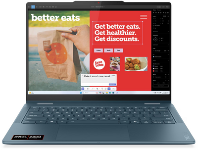 Lenovo Yoga 7 2 in 1 83JR002HHV - 14" WUXGA Touch, Ryzen AI 5-340, 16GB, 512GB SSD, DOS - Zöldeskék Átalakítható Laptop 3 év garanciával