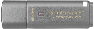 Kingston 64GB Data Traveler Locker+ G3 USB3.0 pendrive - Ezüst /Automatic Data Security/