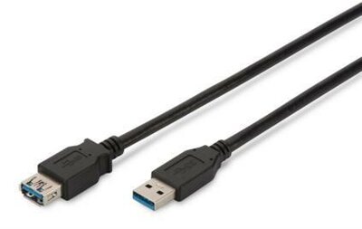 Assmann USB 3.0 Hosszabbító Kábel 1.8m - Fekete