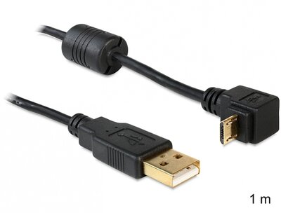 Delock 83148 USB-A apa > USB micro-B apa kábel 90°-ban forgatott fel/le - 1m