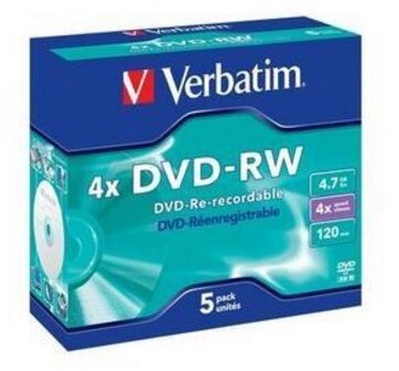 Verbatim 43285 DVD-RW Újraírható DVD-lemez Normál tok BOX 5db