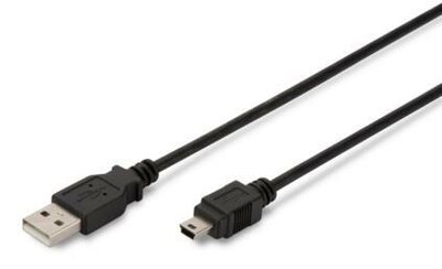 Assmann USB - miniUSB 2.0 kábel 3m - Fekete