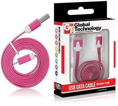 GT iPhone 5/5s/5c adat- és töltőkábel 1m - Pink