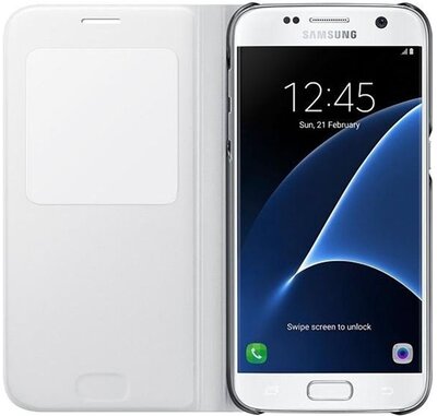 Samsung Galaxy S7 EF-CG930PW SM-G930 gyári S-View flip tok - Fehér