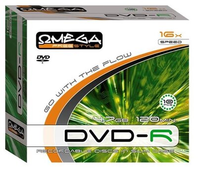 OMEGA-FREESTYLE DVD-R Egyszer Írható DVD Lemez Slim Tok (10d/cs)